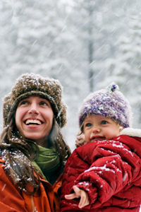 Mom and Daughter in Snow