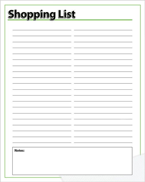 Printable Grocery Shopping List