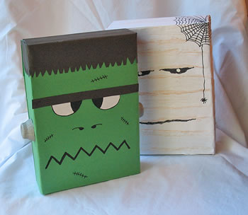 Halloween Craft Ideas Construction Paper on Frankenstein And Mummy Cereal Box Monsters